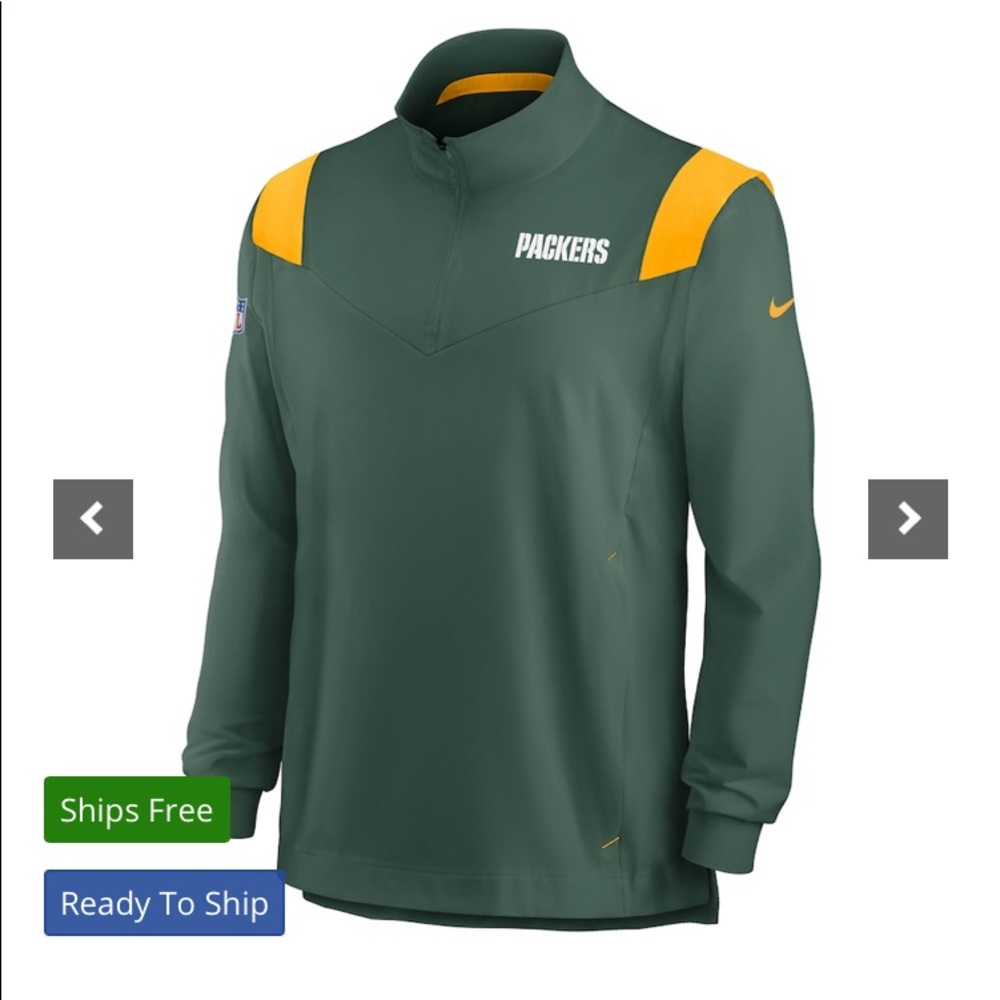 Green Bay Packers Nike 2021 Sideline Coaches Repel Quarter-Zip Jacket - Green